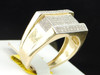 Diamond Statement Ring Mens 10K Yellow Gold Round Cut Pave Square Design 0.30 Ct