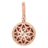 18K Rose Gold Ruby & Diamond Flower Halo Ladies Pendant 1.35 CT.