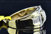 Mens 10K Yellow Gold White Round Cut Pave Diamond Domed Face Pinky Ring .28 ct.