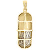 10K Yellow Gold Real Diamond Pill Capsule Pendant 1.30" Mens Mini Charm 0.35 CT.