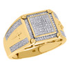 Mens 10K Yellow Gold Diamond Cross Pinky Ring Statement Square Frame Band 1/3 CT