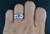 Blue Diamond Wedding Band 10K White Gold Round Cut Mens Ring 1.03 Ct