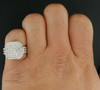 Diamond Statement Pink Ring Mens 10k White Gold Round Cut Pave Band 1.30 Ct.