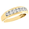 10K Yellow Gold Round Diamond 7 Stone Channel Set Wedding Band Mens Ring 3/4 CT.