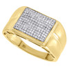 Diamond Wedding Band Mens 10K Yellow Gold Square Pave Pinky Ring  0.35 Tcw.