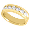 14K Yellow Gold Mens Round Cut Channel Set Diamond Wedding Band Ring 1.50 Ct.