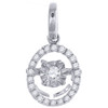 Dancing Diamond Oval Pendant Ladies 10K White Gold Round Cut Charm 0.16 Ct.