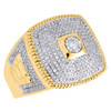 10K Yellow Gold Real Diamond Square Frame Iced Step Shank Men's Pinky Ring 1 CT.