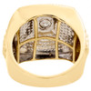 10K Yellow Gold Real Diamond Square Frame Iced Step Shank Men's Pinky Ring 1 CT.
