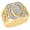 10K Yellow Gold Diamond Pinky Ring Mens Tier Statement Band Cuban Shank 0.66 ct.