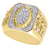 10K Yellow Gold Diamond Pinky Ring Mens Tier Statement Band Cuban Shank 0.66 ct.