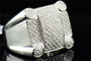 Mens .925 Sterling Silver Genuine Diamond Pinky Ring Square Big Face 0.42 Ct