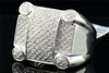 Mens .925 Sterling Silver Genuine Diamond Pinky Ring Square Big Face 0.42 Ct