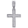 Diamond Mini Cross Pendant Real 10K White Gold 0.25 Ct. Pave Concave Charm 1.21"