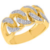 10K Yellow Gold Mens Diamond Miami Cuban Link Pave Set Design Pinky Ring 0.43 Ct
