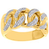 10K Yellow Gold Mens Diamond Miami Cuban Link Pave Set Design Pinky Ring 0.43 Ct