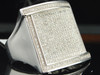 Diamond Square Pinky Ring Mens Sterling Silver Round Pave Fashion Band 1.05 Ct