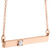 14K Rose Gold Rectangular Diamond Bar Pendant Necklace 16" Cable Chain 0.10 CT.