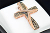 Cognac Diamond Cross Pendant 10K Rose Gold .57 Ct Charm