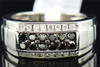 Mens .925 Sterling Silver Black & White Diamond Engagement Wedding Band Ring