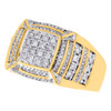 10K Yellow Gold Diamond Step Shank Square Tier Pinky Ring Statement Band 0.97 CT