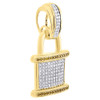 10K Yellow Gold Canary & White Diamond Padlock Pendant Pave 1.35 " Charm 0.80 Ct