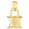 10K Yellow Gold Canary & White Diamond Padlock Pendant Pave 1.35 " Charm 0.80 Ct