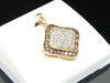 10K LADIES YELLOW GOLD 1 CT SQUARE PENDANT CHARM CHAMPAGNE BROWN & WHITE DIAMOND