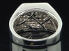 Diamond Cross Pinky Ring Mens 14K White Gold Round Pave Band 1.24 Tcw.