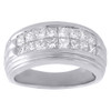 Diamond Wedding Band Mens 14K White Gold Princess Cut Invisible Set Ring 2 Tcw.