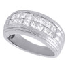 Diamond Wedding Band Mens 14K White Gold Princess Cut Invisible Set Ring 2 Tcw.