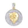 Diamond Lion Pendant Mens 10K Yellow Gold Round Pave Animal Charm 0.35 Tcw.