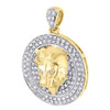 Diamond Lion Pendant Mens 10K Yellow Gold Round Pave Animal Charm 0.35 Tcw.