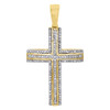 10K Yellow Gold Natural Diamond Cross Pendant Raised Outline Domed Charm 0.24 Ct