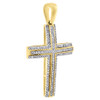 10K Yellow Gold Natural Diamond Cross Pendant Raised Outline Domed Charm 0.24 Ct