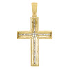 10K Yellow Gold Natural Diamond Cross Pendant Raised Outline Domed Charm 0.24 Ct