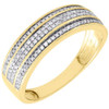 Diamond Wedding Band Men's 10K Yellow Gold 3 Row Round Cut Pave Ring 1/3 Tcw.