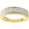 Diamond Wedding Band Men's 10K Yellow Gold 3 Row Round Cut Pave Ring 1/3 Tcw.