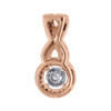 Brown Diamond Circle Pendant Ladies 10k Rose Gold Charm Necklace .24 CT.