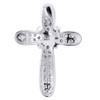 10k White Gold Round Cut Diamond Cross Pendant Religious Charm .16 CT.