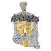 .925 Sterling Silver Diamond Jesus Face Piece Satin Pendant Pave Charm 0.26 Ct.