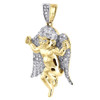 Diamond Baby Angel Pendant Mens 10K Yellow Gold Round Pave Wings Charm 0.38 Tcw.