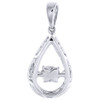 Dancing Diamond Teardrop Pendant Ladies White Gold Round Cut Charm 0.31 Ct.