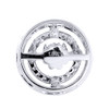 Diamond Double Circle Halo Pendant Ladies 10K White Gold Round Charm 0.29 Ct.