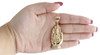 10K Yellow Gold Buddha Hand Statue Diamond Pendant 2.40" Men's Charm 0.25 CT.