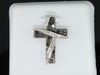 Ladies 10K White Gold Black Diamond Pendant Designer Cross Charm For Necklace