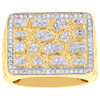 10K Yellow Gold Mens Round Cut Diamond Nugget Style Pave Set Pinky Ring 0.77 Ct.