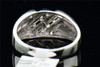 Mens 14K White Gold 2 Rows Diagonal Round Cut Diamond Wedding Band Ring 0.25 Ct.