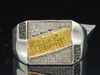 Mens 10K White Gold Pave Yellow Diamond Pinky Ring Big Square Head Band .33 Ct.