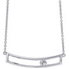 14K White Gold Sliding Bar Diamond Pendant Necklace 15.75" Cable Chain 0.10 CT.